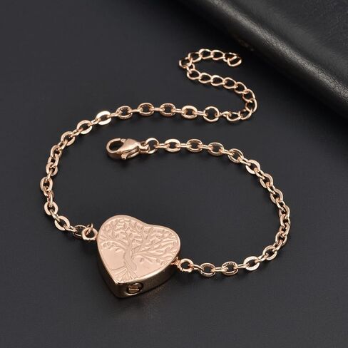 RIPFEVURN Heart Tree of Life Cremation Jewelry Urn Bracelet for Ashes for Women Memorial Ashes Keepsake Link Bracelet in Saudi Arabia