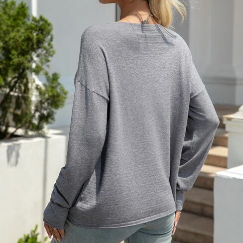 Women’s V Neck Knit Sweater Loose Fit Lightweight Pullover Long Sleeve Jumper Casual Fall Winter Tops in Saudi Arabia