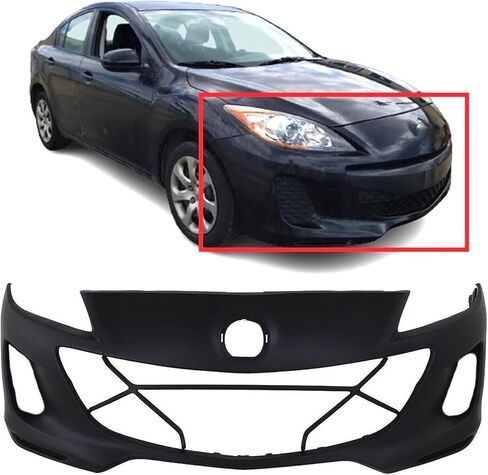 FitParts متوافق مع غطاء المصد الأمامي 2012-2013 Mazda 3 S i GT GX GS Sedan Hatchback 12 13. جديد، مُجهز وجاهز للطلاء. مع فتحات مصابيح الضباب. بدون مستشعر مساعد ركن السيارة. in Saudi Arabia