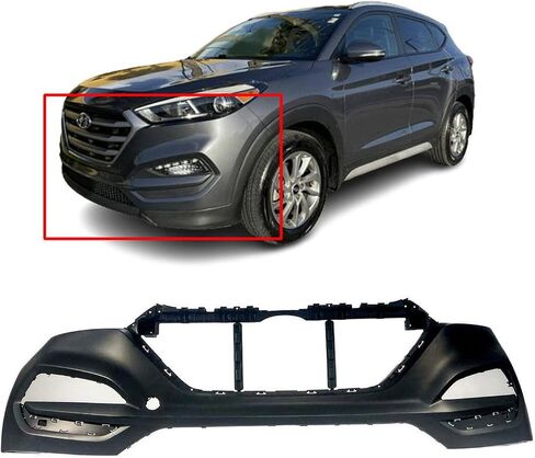 FitParts متوافق مع غطاء المصد العلوي الأمامي 2016 2017 2018 Hyundai Tucson 16 17 18. جديد، مُجهز وجاهز للطلاء. مع فتحات مصابيح الضباب. HY1014101 86511D3000 in Saudi Arabia
