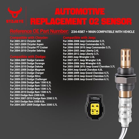 4Pcs Oxygen O2 Sensor 68144248AA, 234-4587, Automotive Replacement 02 Sensors Upstream Downstream Compatible with Jeep/Wrangler/Grand/Cherokee/Dodge/Ram 1500, 2344587, 05149171AA in Saudi Arabia