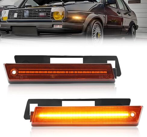 Front Side Marker Light Compatible with V-W Golf GTi Mk2 Je/tta A2 1984-1992, [DOT] [Waterproof] Amber LED Sidemarker Lamp, 1 Pair, Amber Lens in Kuwait