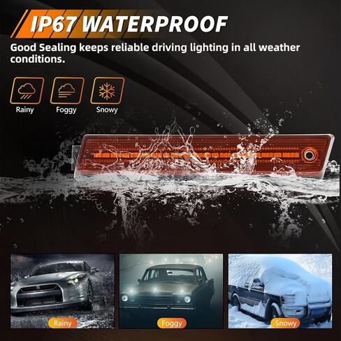Front Side Marker Light Compatible with V-W Golf GTi Mk2 Je/tta A2 1984-1992, [DOT] [Waterproof] Amber LED Sidemarker Lamp, 1 Pair, Amber Lens in Kuwait