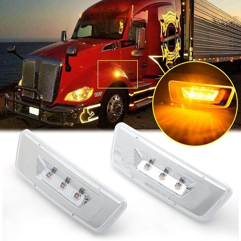 Xotic Tech Smoked Lens LED Side Marker Signal Light Lamps OE Fit Compatible with Kenworth T680 T700 T880 Peterbilt 567, Amber (Part # 54-1211 554-1287 888-5422 888-5423) in Saudi Arabia