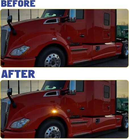 Xotic Tech Smoked Lens LED Side Marker Signal Light Lamps OE Fit Compatible with Kenworth T680 T700 T880 Peterbilt 567, Amber (Part # 54-1211 554-1287 888-5422 888-5423) in Saudi Arabia