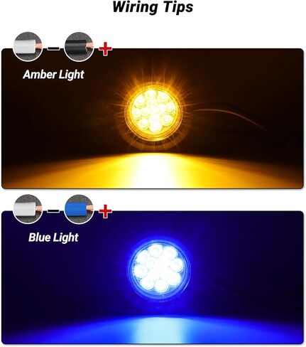 2.5" Round 13LEDs Marker Light Dual Revolution Amber Side Marker Fender Lights to White Auxiliary Lights for Trailer Truck 12V IP67 Waterproof 10Pcs in Kuwait
