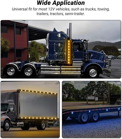 2.5" Round 13LEDs Marker Light Dual Revolution Amber Side Marker Fender Lights to White Auxiliary Lights for Trailer Truck 12V IP67 Waterproof 10Pcs in Kuwait