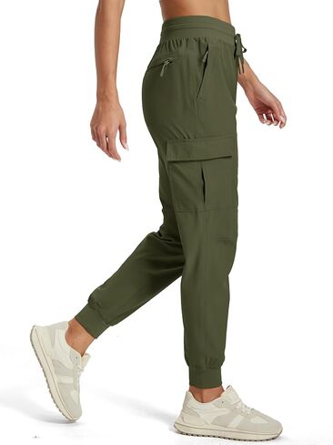 MAGCOMSEN Women's Cargo Joggers Lightweight Quick Dry Hiking Pants UPF 50 Athletic Workout Travel Joggers Zipper Pockets in Saudi Arabia