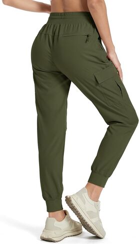 MAGCOMSEN Women's Cargo Joggers Lightweight Quick Dry Hiking Pants UPF 50 Athletic Workout Travel Joggers Zipper Pockets in Saudi Arabia