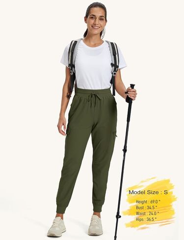 MAGCOMSEN Women's Cargo Joggers Lightweight Quick Dry Hiking Pants UPF 50 Athletic Workout Travel Joggers Zipper Pockets in Saudi Arabia