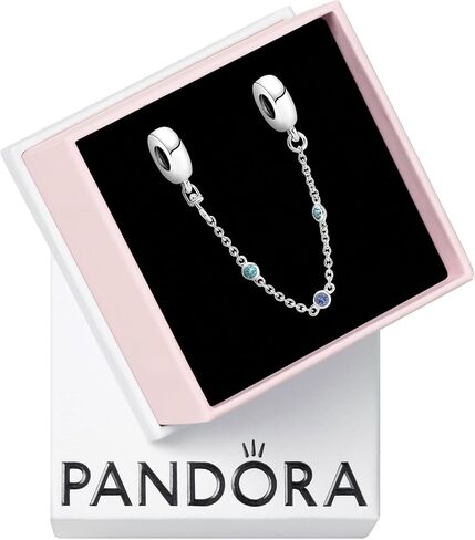 Pandora Triple Blue Stone سلسلة أمان سوار Charm Moments أساور - مجوهرات نسائية مذهلة - هدية للنساء - مصنوعة من الفضة الاسترليني والكريستال الصناعي، بدون صندوق in Saudi Arabia