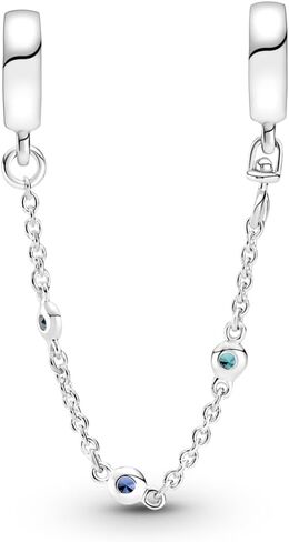 Pandora Triple Blue Stone سلسلة أمان سوار Charm Moments أساور - مجوهرات نسائية مذهلة - هدية للنساء - مصنوعة من الفضة الاسترليني والكريستال الصناعي، بدون صندوق in Saudi Arabia