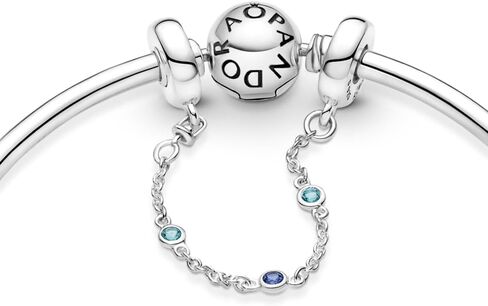 Pandora Triple Blue Stone سلسلة أمان سوار Charm Moments أساور - مجوهرات نسائية مذهلة - هدية للنساء - مصنوعة من الفضة الاسترليني والكريستال الصناعي، بدون صندوق in Saudi Arabia