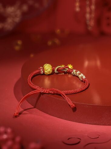 24K Solid Gold Bracelet Flower Ball Real Gold Charm Bracelet Adjustable Jewelry Braided Bracelet for Women Girlfriend in Saudi Arabia