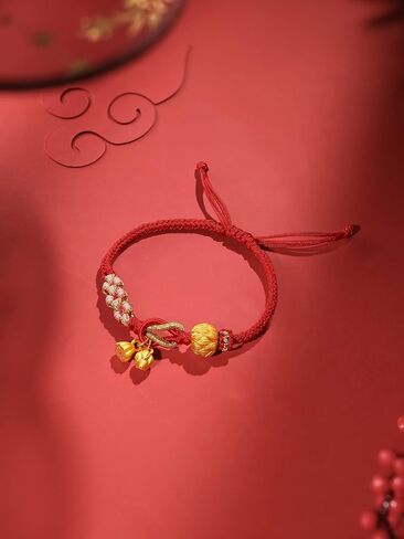 24K Solid Gold Bracelet Flower Ball Real Gold Charm Bracelet Adjustable Jewelry Braided Bracelet for Women Girlfriend in Saudi Arabia