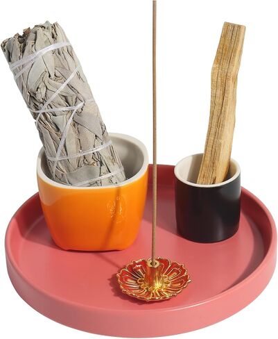 4 in 1 Incense Holder, 5.5" Ceramic Palo Santo Stick Holder, Sage Holder for Burning, Sage Incense Burner for Meditation Yoga Room and Home Decor in Saudi Arabia