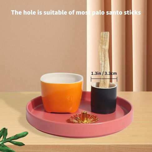 4 in 1 Incense Holder, 5.5" Ceramic Palo Santo Stick Holder, Sage Holder for Burning, Sage Incense Burner for Meditation Yoga Room and Home Decor in Saudi Arabia