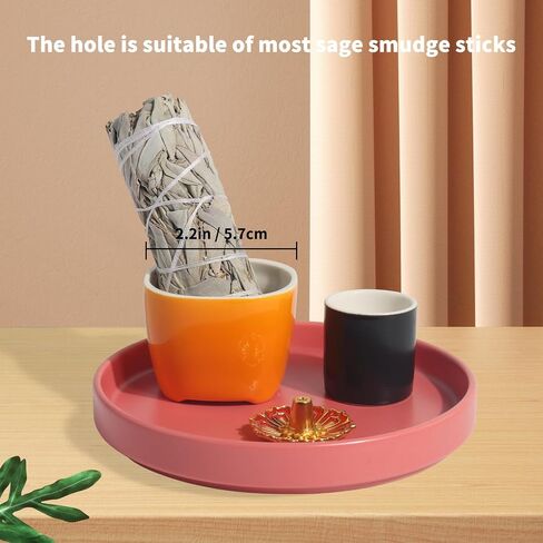 4 in 1 Incense Holder, 5.5" Ceramic Palo Santo Stick Holder, Sage Holder for Burning, Sage Incense Burner for Meditation Yoga Room and Home Decor in Saudi Arabia