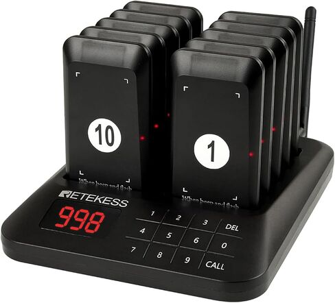 Retekess TD157P Restaurant Pager System, Queue Waiting Buzzers, Guest Pocket Pagers Set with Vibration, Flashing and Buzzer, 24 Beepers for Food Court in Kuwait