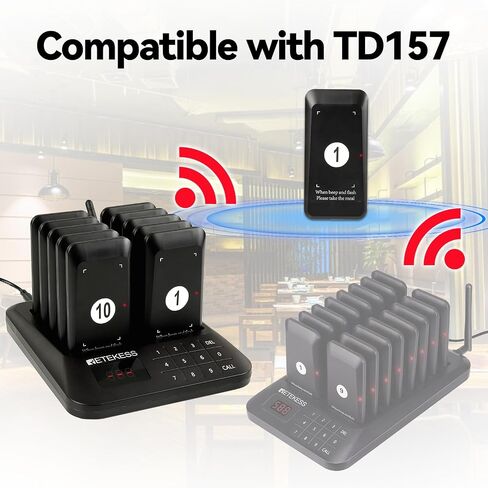 Retekess TD157P Restaurant Pager System, Queue Waiting Buzzers, Guest Pocket Pagers Set with Vibration, Flashing and Buzzer, 24 Beepers for Food Court in Kuwait