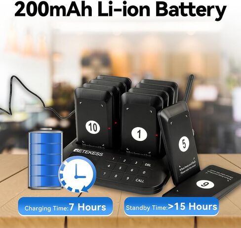 Retekess TD157P Restaurant Pager System, Queue Waiting Buzzers, Guest Pocket Pagers Set with Vibration, Flashing and Buzzer, 24 Beepers for Food Court in Kuwait