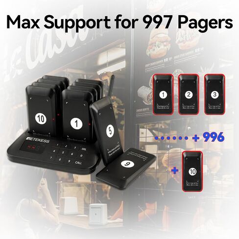 Retekess TD157P Restaurant Pager System, Queue Waiting Buzzers, Guest Pocket Pagers Set with Vibration, Flashing and Buzzer, 24 Beepers for Food Court in Kuwait