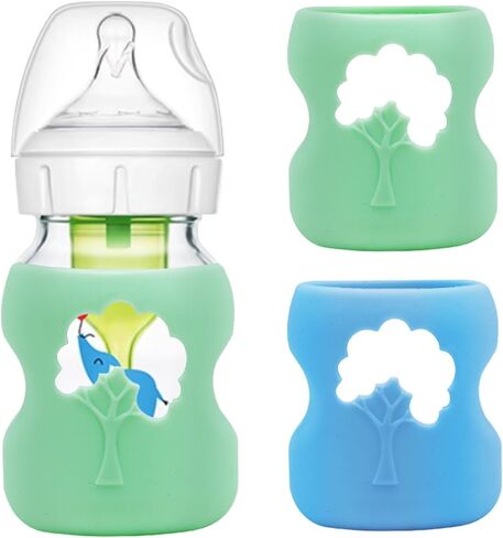 3 Pack Anti Breakage Baby Bottle Holder, Silicone Sleeves for Dr. Brown's Natural Glass Baby Bottles, Anti Flow Sleeve for Infant Bottles (5 Ounce) in Kuwait