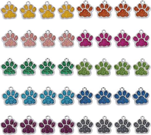 AUEAR, Animal Dog Cat Paw Print Charms Pendants Crystal Beads Glitter Footprint Snap Button for DIY Necklace Bracelet in Saudi Arabia