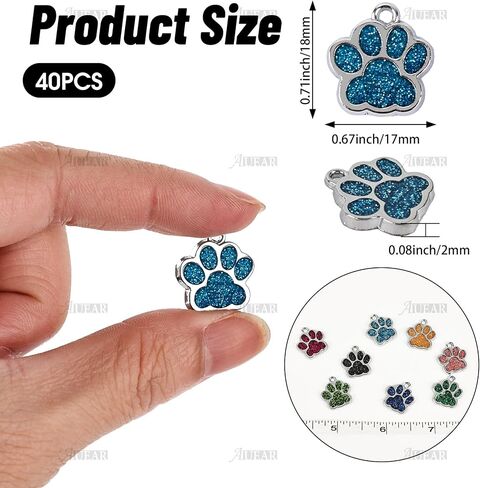 AUEAR, Animal Dog Cat Paw Print Charms Pendants Crystal Beads Glitter Footprint Snap Button for DIY Necklace Bracelet in Saudi Arabia