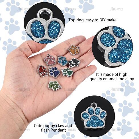 AUEAR, Animal Dog Cat Paw Print Charms Pendants Crystal Beads Glitter Footprint Snap Button for DIY Necklace Bracelet in Saudi Arabia