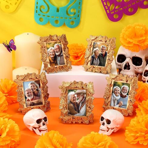 Geelin 6 Pcs Day of The Dead Picture Frame Día De Los Muertos Tabletop Display for Day of The Dead Photo Props Decorations Mexican Ornaments Home Office Decor Halloween Party Favors(Butterfly) in Saudi Arabia