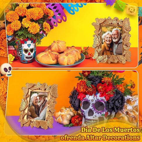 Geelin 6 Pcs Day of The Dead Picture Frame Día De Los Muertos Tabletop Display for Day of The Dead Photo Props Decorations Mexican Ornaments Home Office Decor Halloween Party Favors(Butterfly) in Saudi Arabia