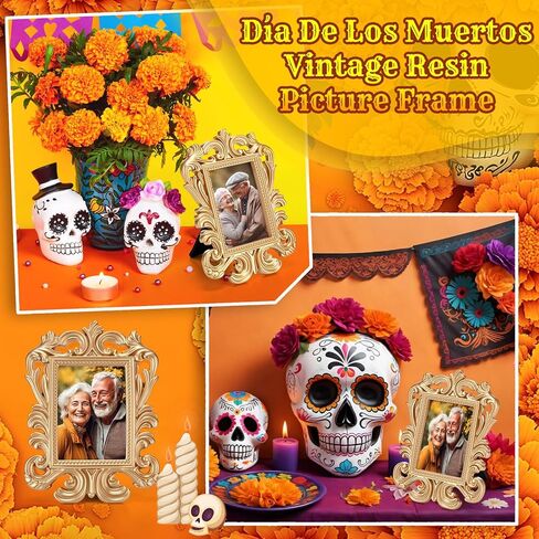 إطار صورة جيلين 6 قطع يوم الموتى Día De Los Muertos عرض سطح الطاولة ليوم الموتى صور الدعائم ديكورات الحلي المكسيكية ديكور المنزل والمكتب هدايا حفلات الهالوين (فراشة) in Kuwait