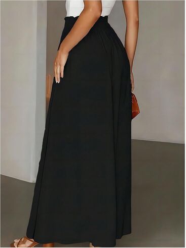 GORGLITTER Women's Plus Size Wide Leg Pants Elastic High Waisted Flowy Palazzo Pants with Pockets Casual Work in Saudi Arabia