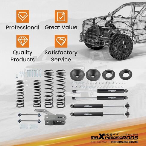 مجموعة رفع maxpeedingrods 3.25 بوصة مع صدمات لسيارة جيب رانجلر JK ذات 4 أبواب 2007-2018، فواصل زنبركية لرفع التعليق + قضيب تأرجح ممتد in Saudi Arabia