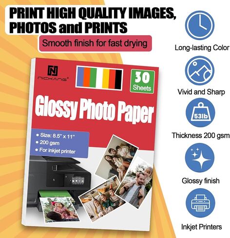 4x6 Photo Paper, Glossy Photo Paper 4x6, Photo Paper for Printer, Photo Printer Paper, Picture Paper, for Inkjet Printer, 120 Sheets, 200 gsm in Saudi Arabia