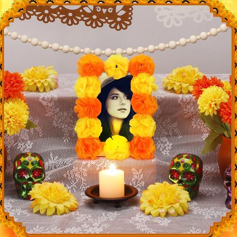 6 مجموعة إطار صورة Dia De Muertos لـ Ofrenda Altar Day of the Dead 4x6 خشبي ثلاثي الأبعاد زهور القطيفة إطارات صور ديكورات لديكور Dia De Los Muertos Altar in Kuwait