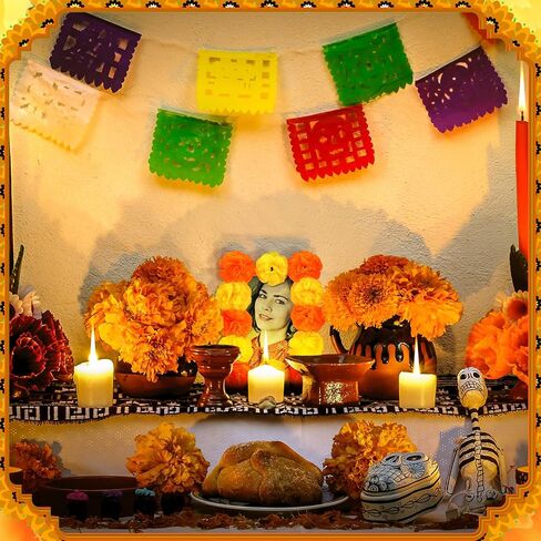 6 مجموعة إطار صورة Dia De Muertos لـ Ofrenda Altar Day of the Dead 4x6 خشبي ثلاثي الأبعاد زهور القطيفة إطارات صور ديكورات لديكور Dia De Los Muertos Altar in Kuwait