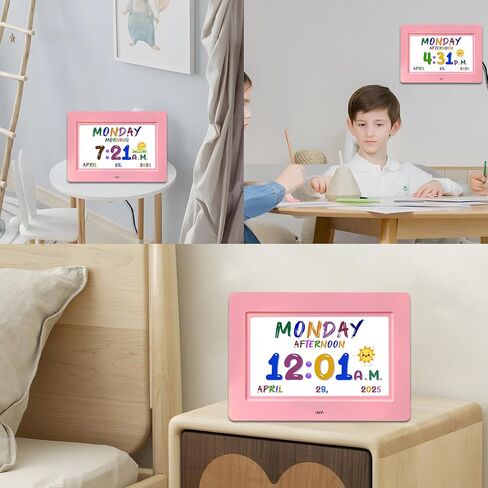 SSYA Digital Calendar, Kids Digital Clock, 20 Alarms Custom Reminders, Auto DST, Large Clear Display, Alarm Clocks for Bedrooms & Kids, Easy to Use for Kids. (Pike, 7 inch) in Saudi Arabia