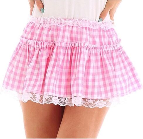 المرأة منقوشة الدانتيل تنورة صغيرة كشكش مطوي الجنية الأميرة مثير منخفضة الارتفاع القماش القطني ألف خط سيسي تنورة قصيرة in Kuwait