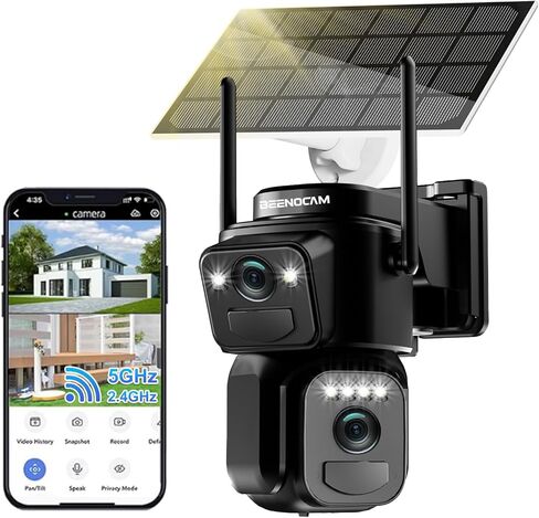 كاميرات مراقبة 2K بعدسة مزدوجة خارجية، كاميرات عرض بزاوية 360 درجة لأمن المنزل، كاميرا منزلية واي فاي 2.4 جيجا/5 جيجا هرتز مع أضواء كاشفة وصفارة إنذار، رؤية ليلية ملونة 3 ميجابكسل، تتبع تلقائي، حديث ثنائي الاتجاه، سلكي، IP65 in Kuwait