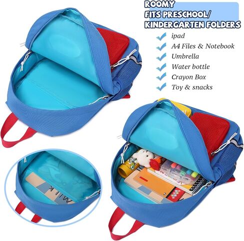 Toddler Backpack for 2-6 Years Boys Girls: 900D Polyester Kids Backpack with Chest Strap & Reflective Strips - Water Resistant Preschool Bag for Daycare, School & Travel-Blue in Saudi Arabia