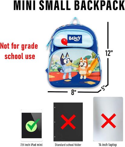 Bluey Mini Backpack for Kids - Bundle with 12" Backpack Purse for Girls Plus Water Bottle, Stickers, More | Bluey Small Bag Set in Saudi Arabia