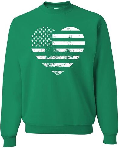 Wild Bobby USA Flag Heart Americana/American Pride Unisex Crewneck Graphic Sweatshirt in Saudi Arabia