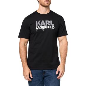 KARL LAGERFELD Men's Pullover Short Sleeve U-Neck Dripping Logo T-Shirt in Saudi Arabia