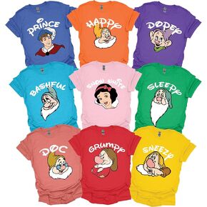 قمصان الأقزام السبعة، تي شيرت مخصص بياض الثلج والأمير والملكة الشريرة والأقزام السبعة in Kuwait