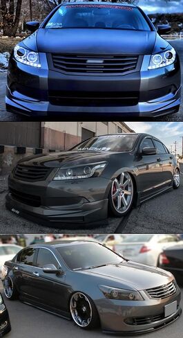MU Style Glossy Black Horizontal Front Grill Grille Compatible With 2008-2010 8th Gen Honda Accord 4 Door Sedan Models Only in Saudi Arabia