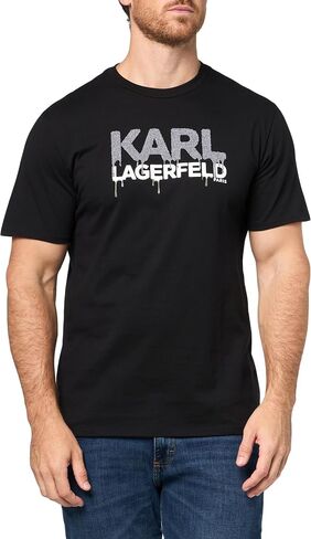 KARL LAGERFELD Men's Pullover Short Sleeve U-Neck Dripping Logo T-Shirt in Saudi Arabia