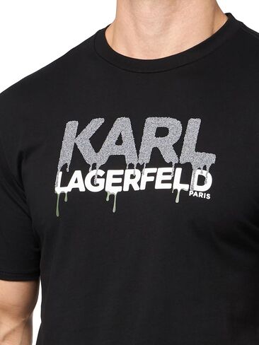 KARL LAGERFELD Men's Pullover Short Sleeve U-Neck Dripping Logo T-Shirt in Saudi Arabia