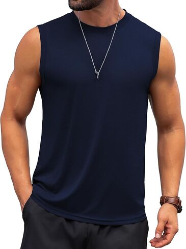 KAWATA Men's Tank Top Sleeveless Tee Muscle Workout Gym Shirts Lightweight Athletic Running Bodybuilding Shirt in Saudi Arabia